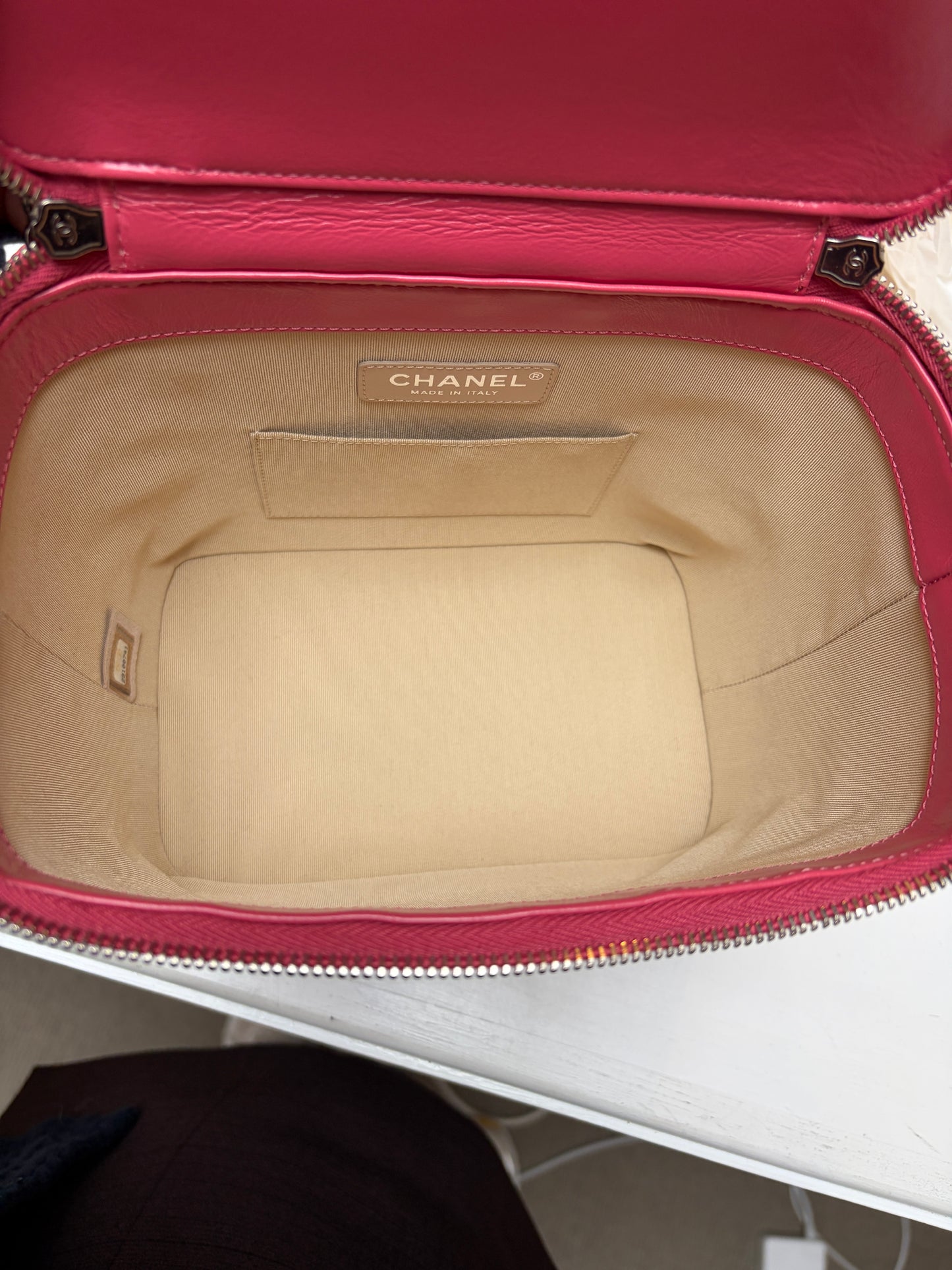 Chanel Calfskin Small Picnic Vanity Bag Pink Beige
