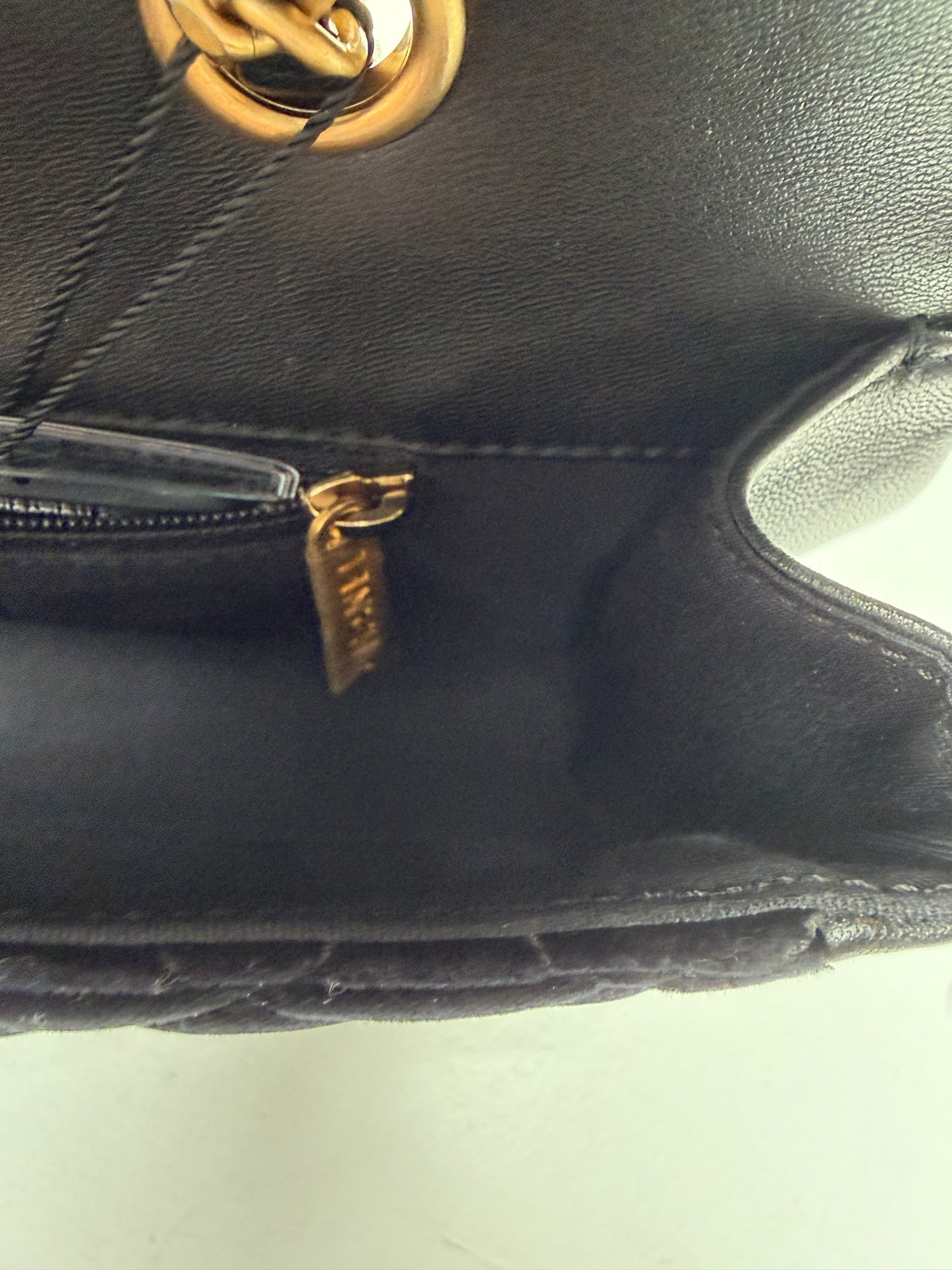Chanel Paris Mademoiselle Black Metallic Lambskin Velvet Gold Hardware