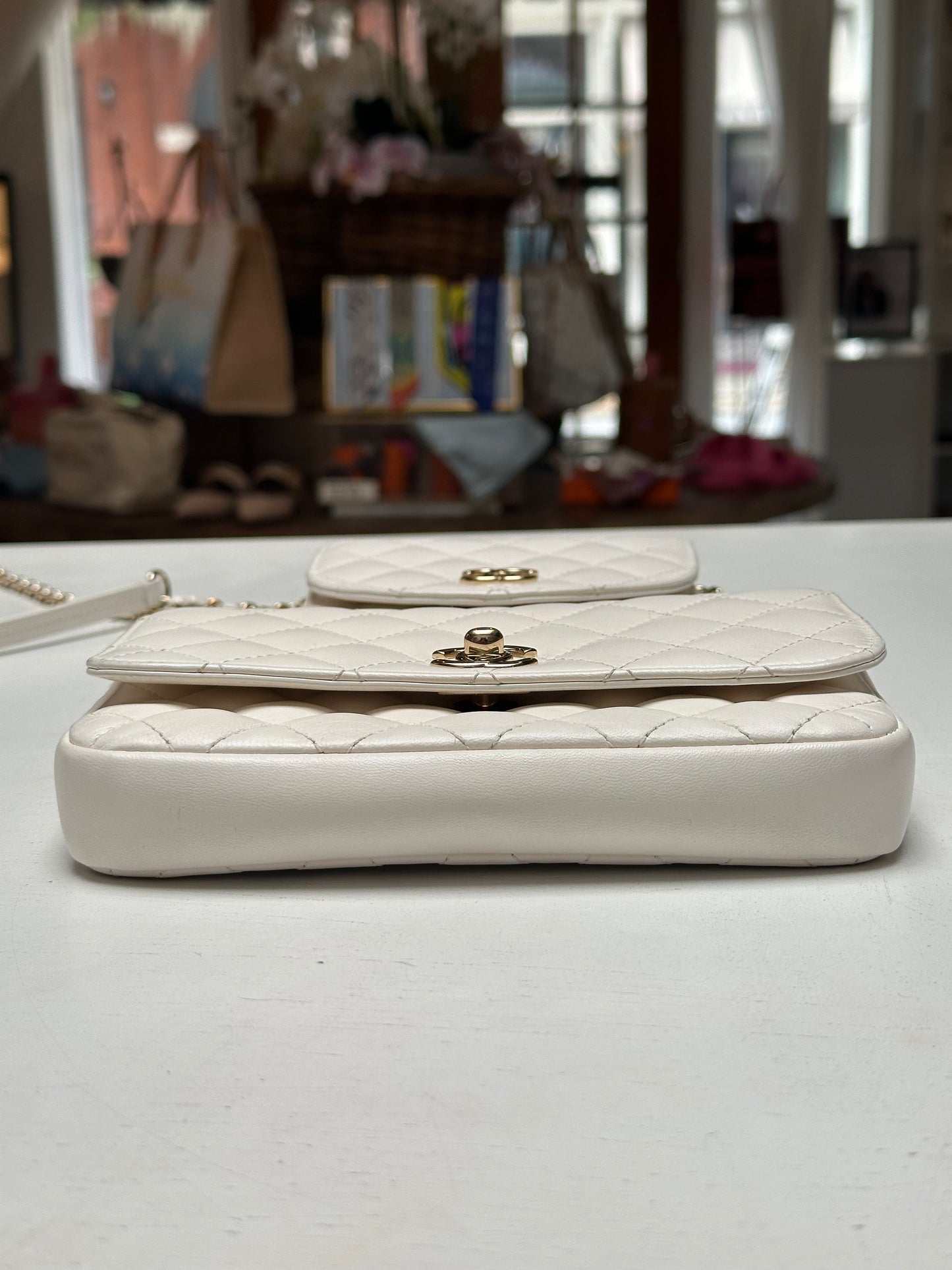 Chanel Quilted Side-Pack, White