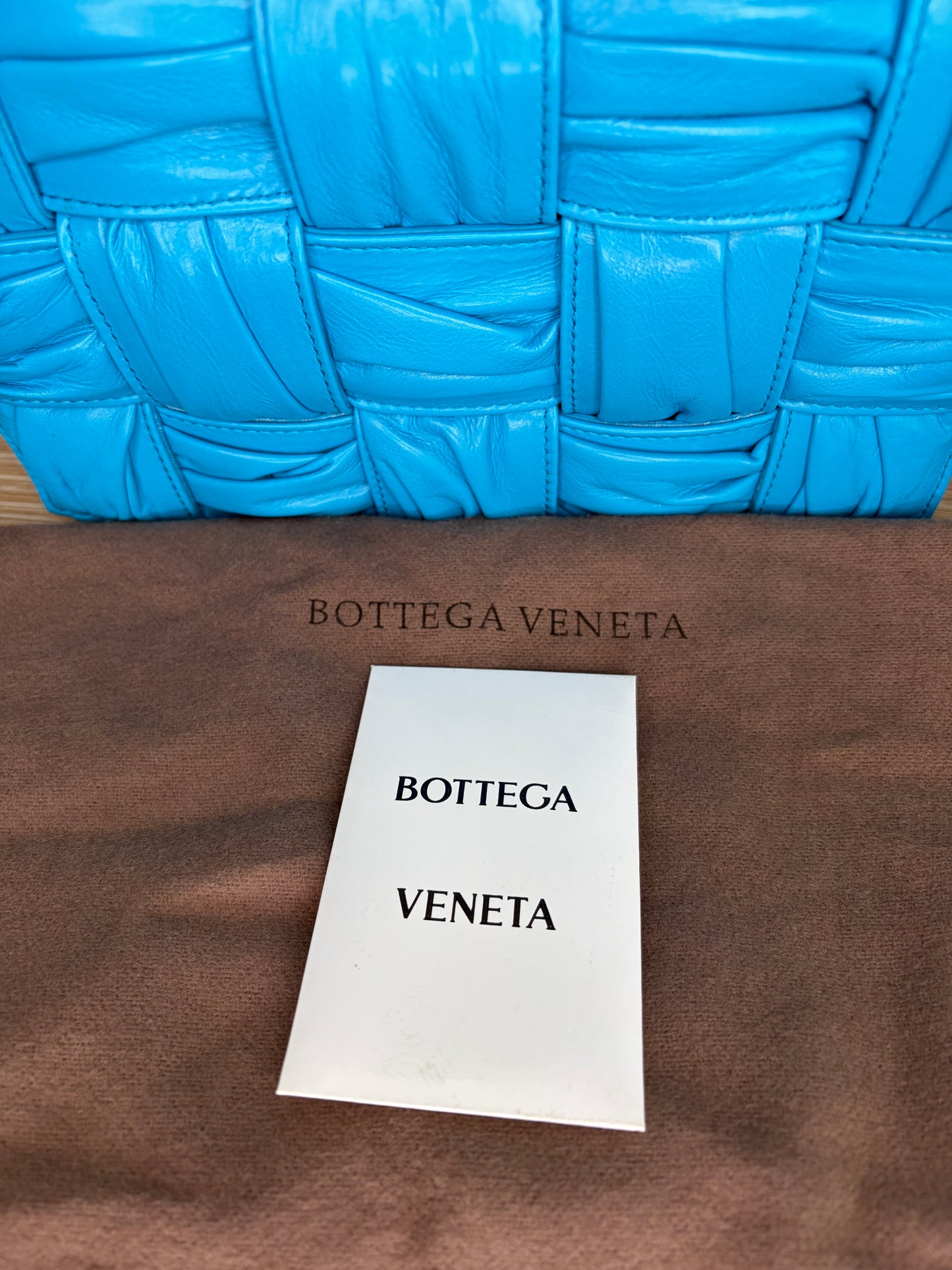 Bottega Veneta Intreccio Plisse Cassette Crossbody Bag Aqua/Blue