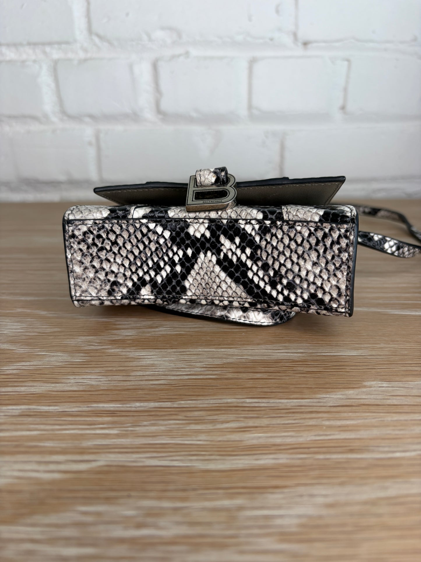 Balenciaga Mini Hourglass Top Handle Crossbody Snakeskin Effect