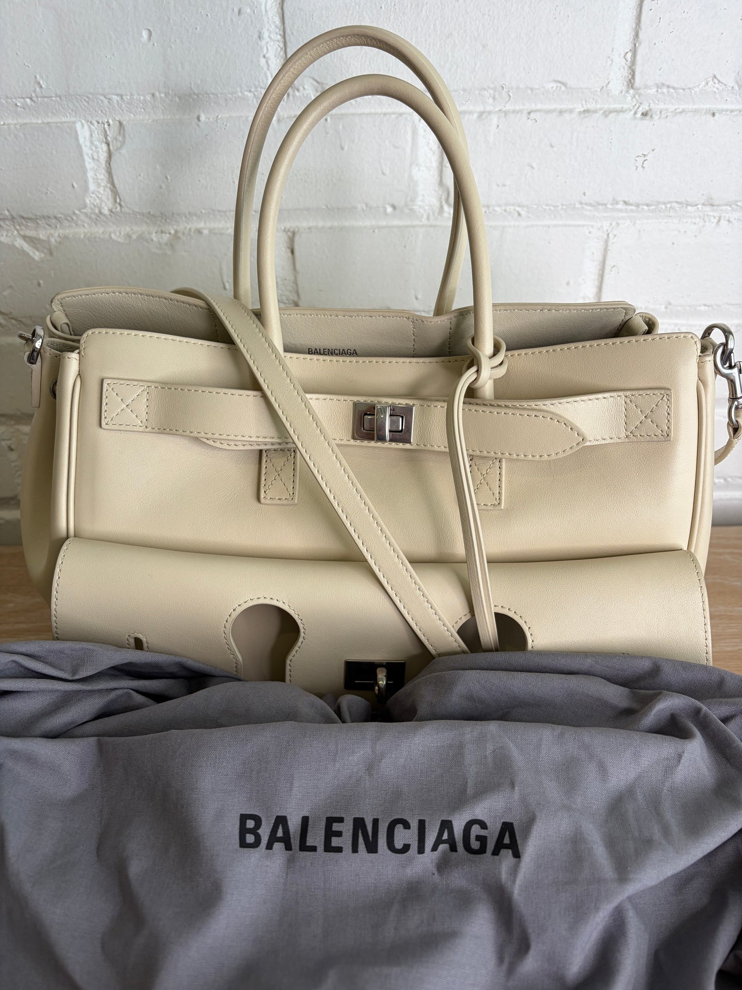 Balenciaga Smooth Calfskin Bel Air Bag Cream