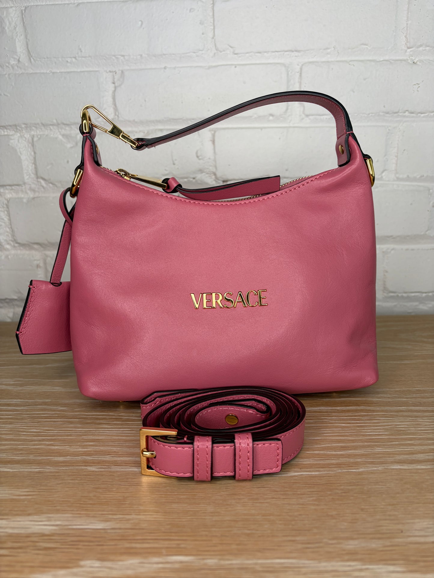Versace Tag Hobo Bag Pink