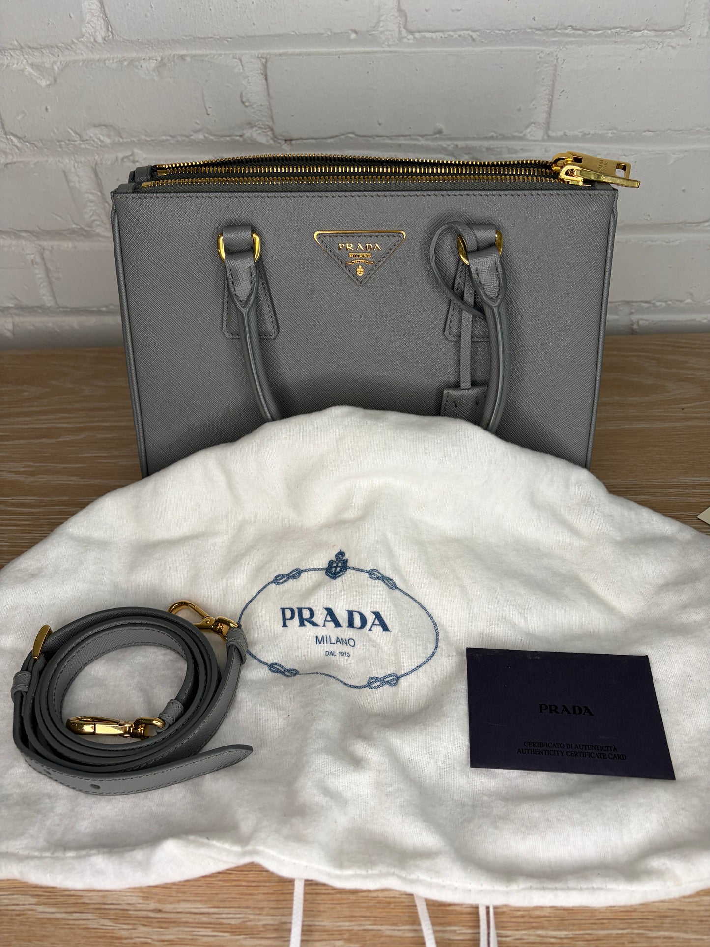Prada Galleria Medium Slate Gray Saffiano Leather
