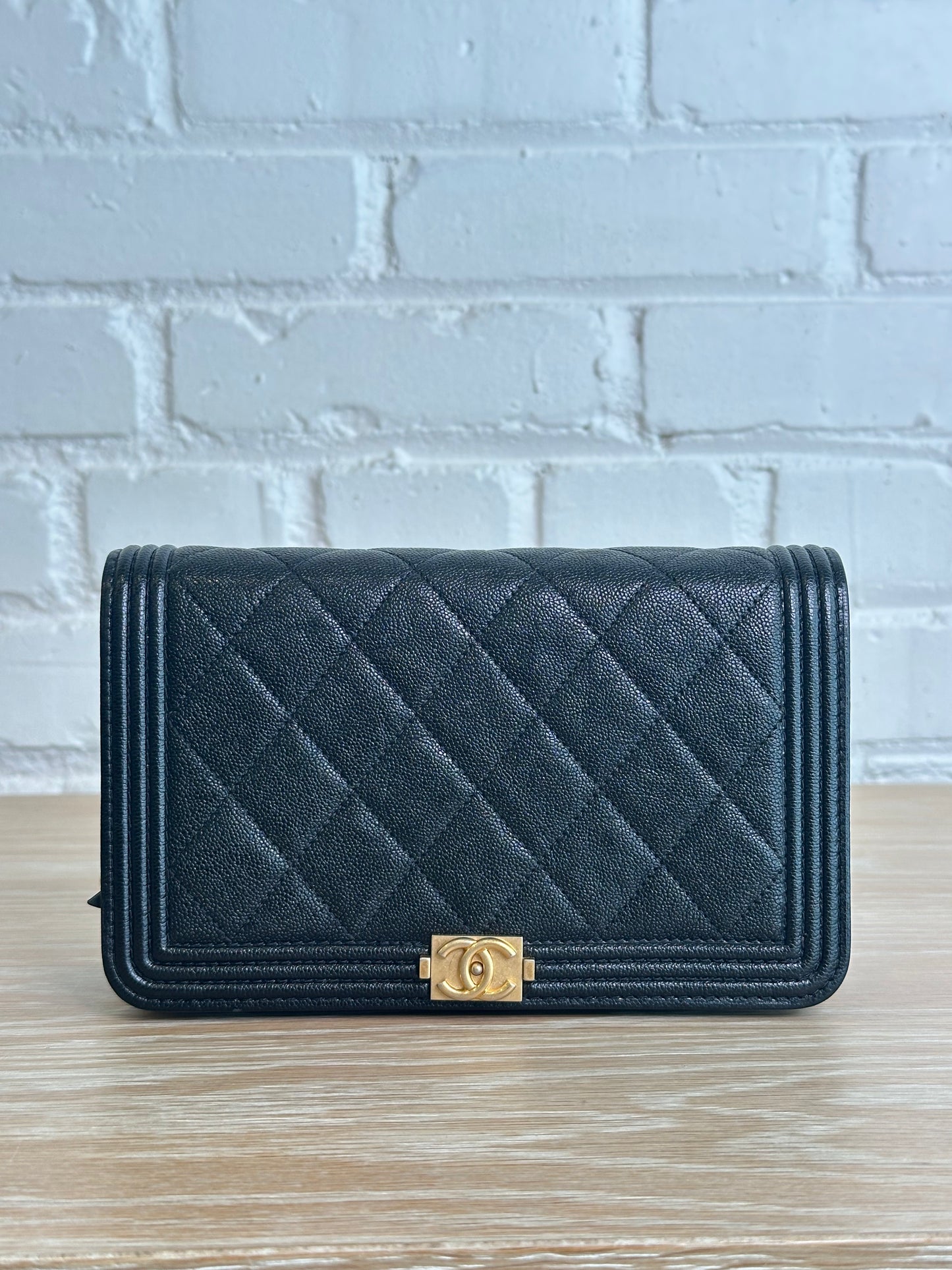 Chanel Boy Wallet on Chain Black Quilted Caviar