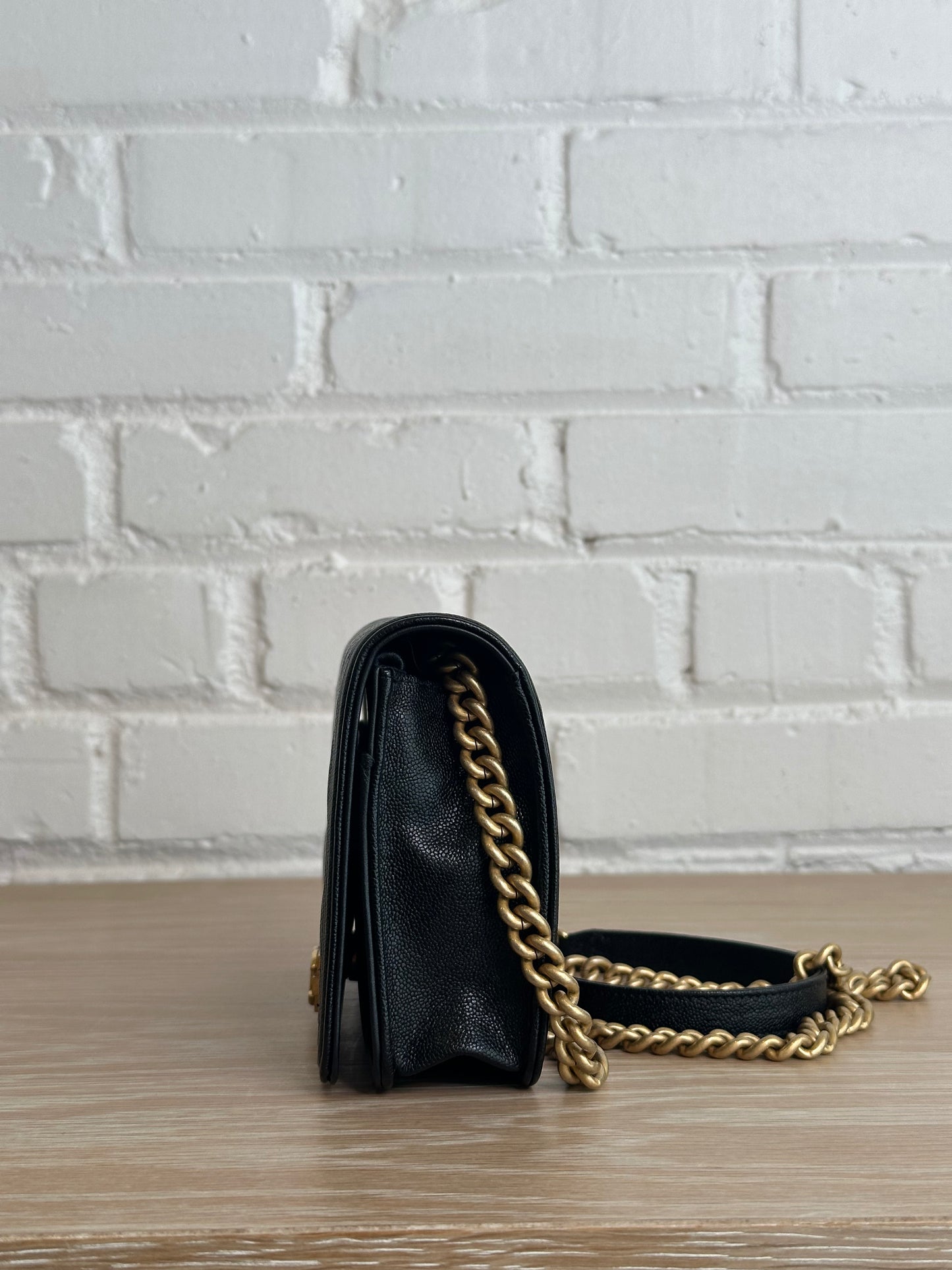 Chanel Boy Wallet on Chain Black Quilted Caviar