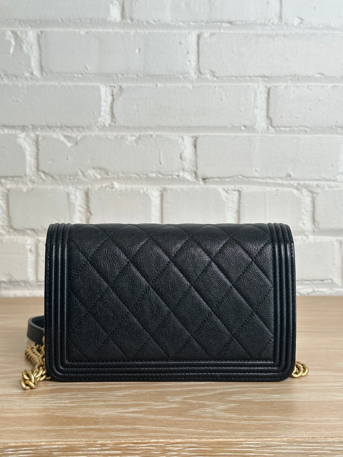Chanel Boy Wallet on Chain Black Quilted Caviar