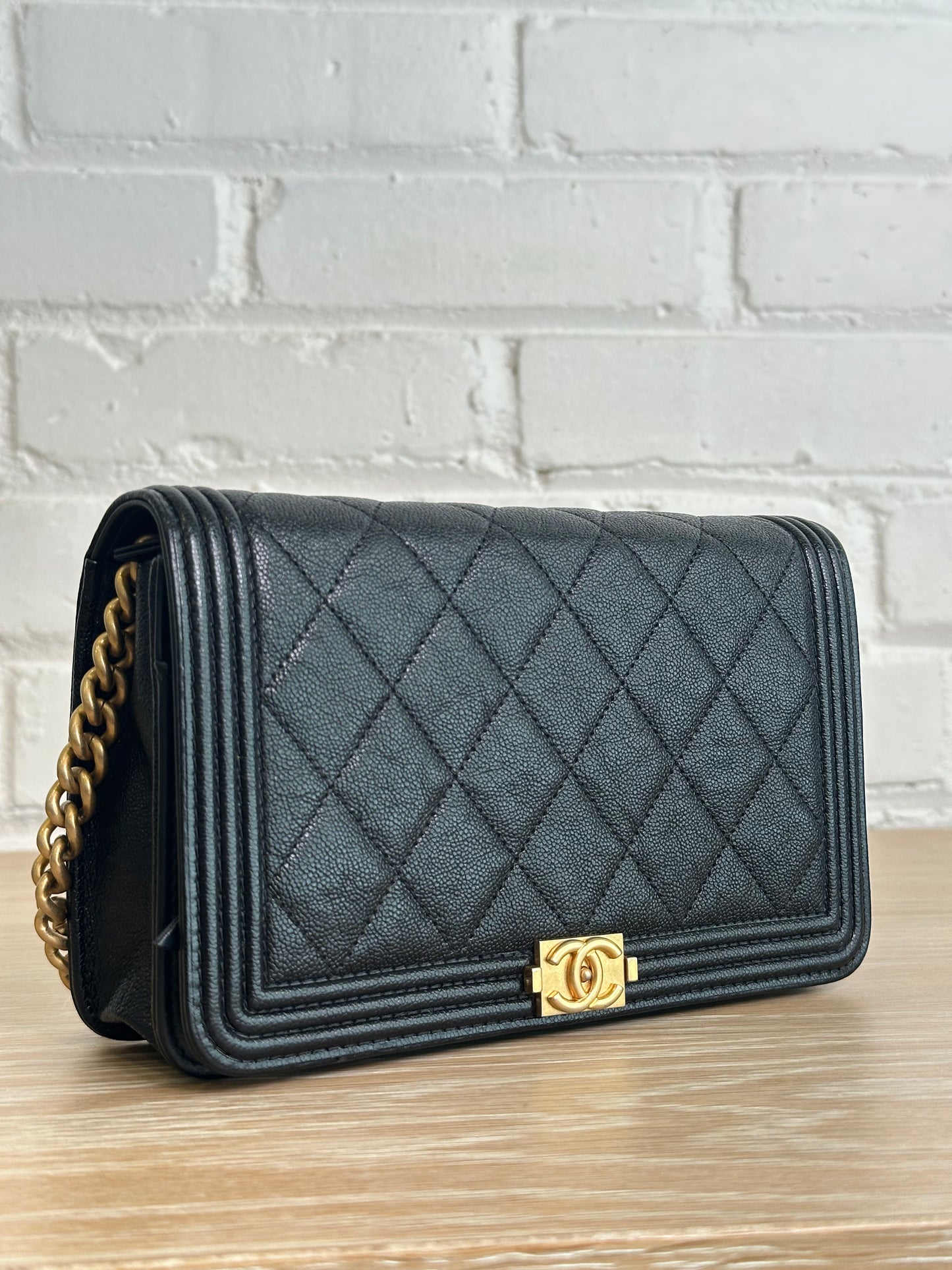 Chanel Boy Wallet on Chain Black Quilted Caviar
