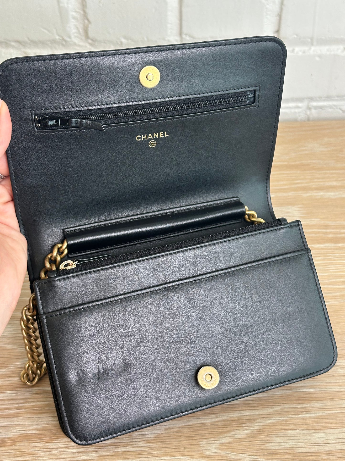Chanel Boy Wallet on Chain Black Quilted Caviar