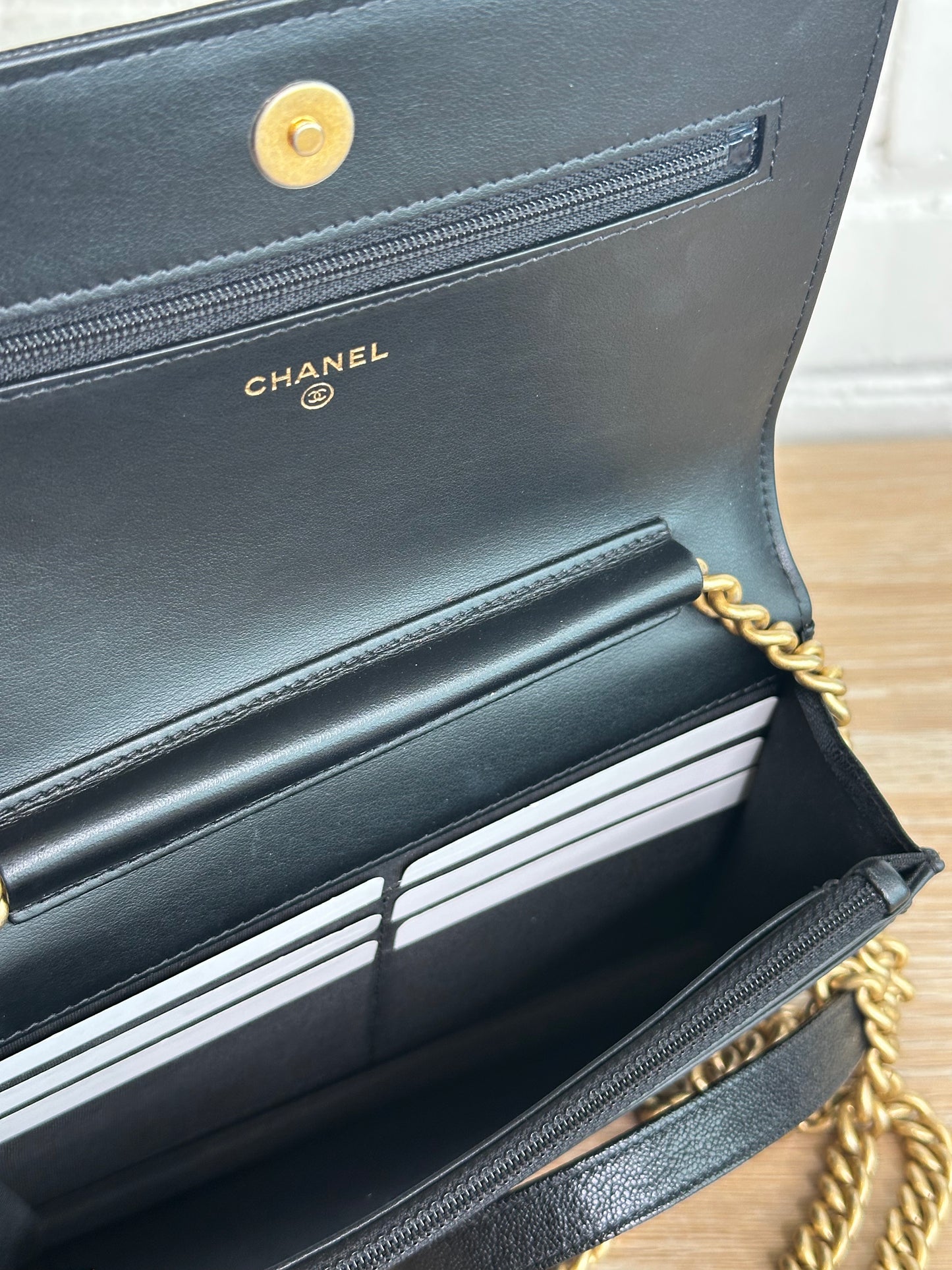 Chanel Boy Wallet on Chain Black Quilted Caviar