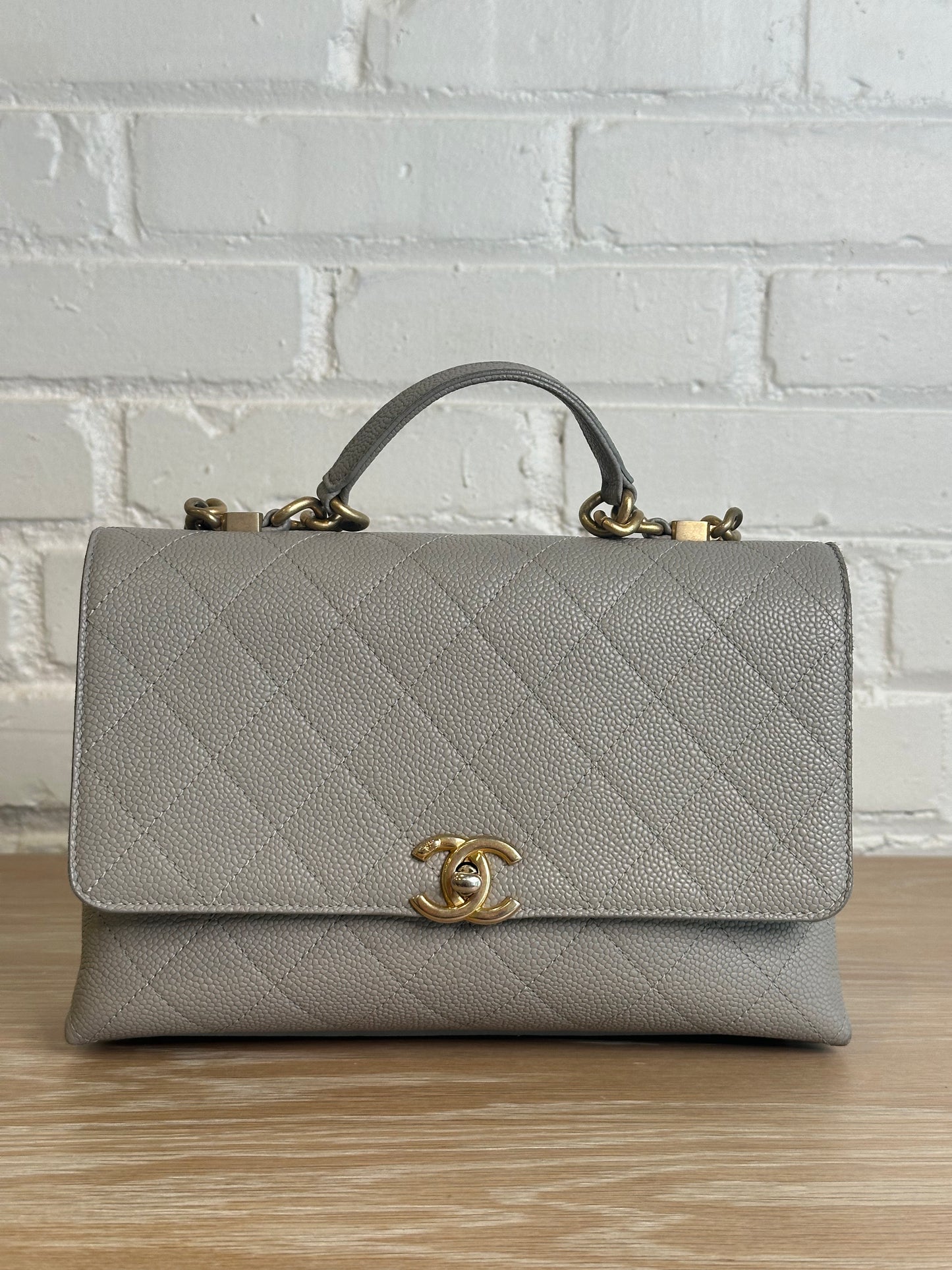 Chanel Grey Caviar Chic Affinity Flap Top Handle