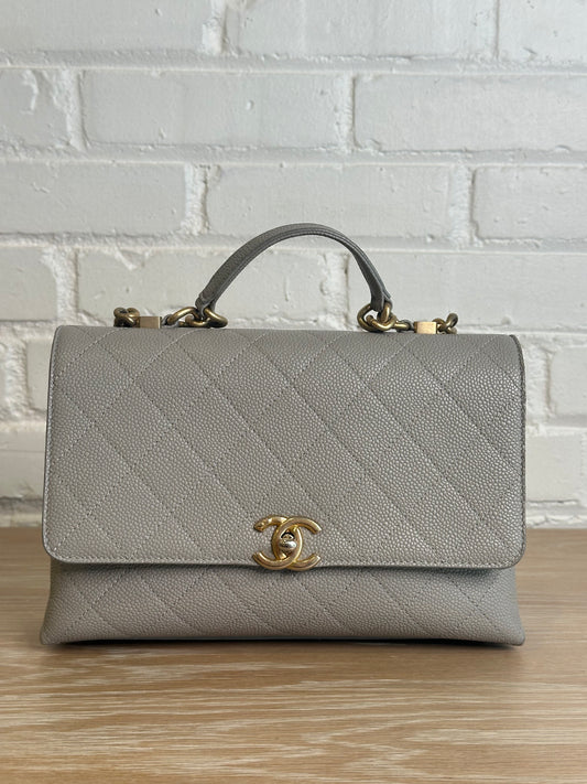 Chanel Grey Caviar Chic Affinity Flap Top Handle