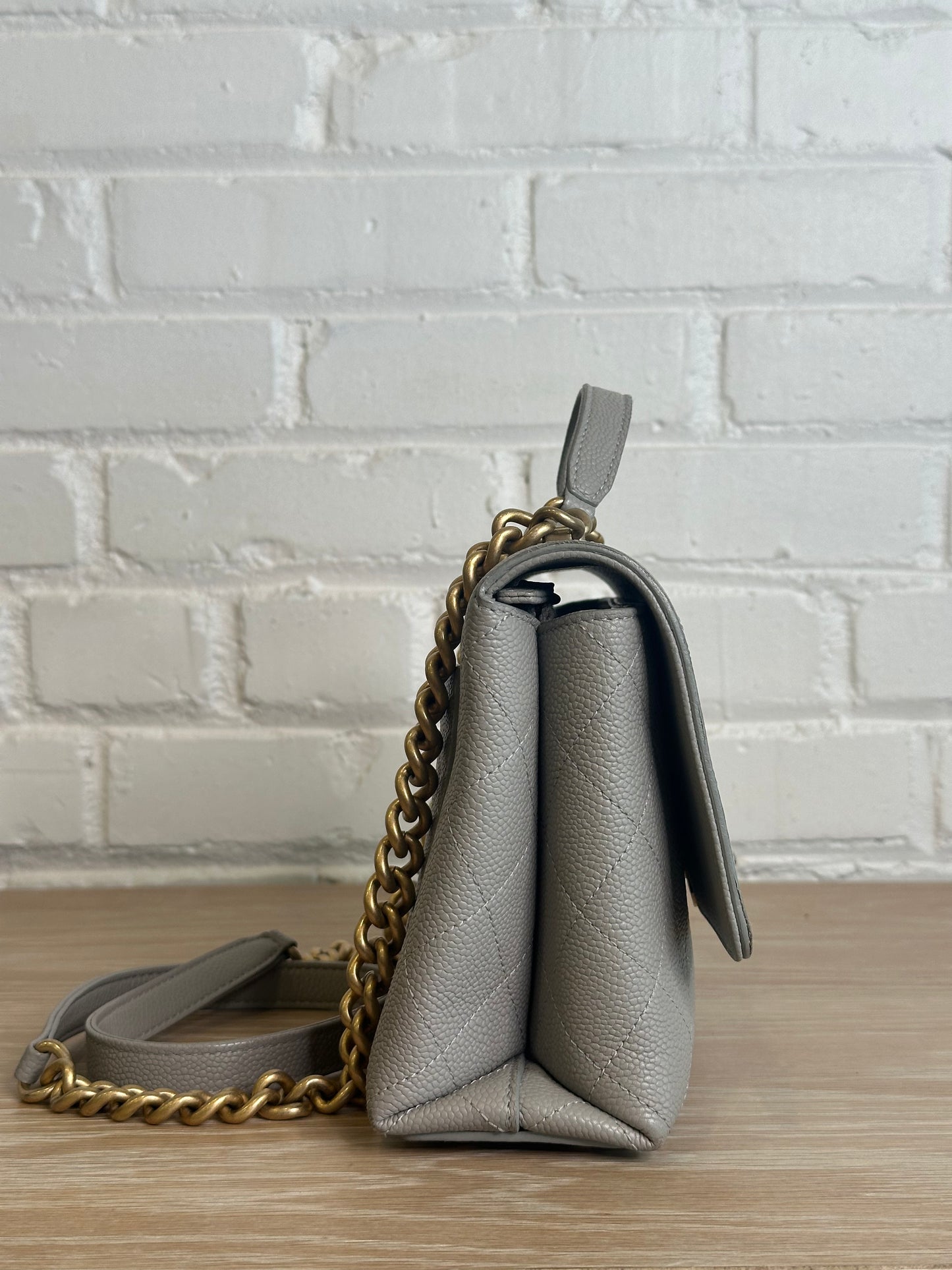 Chanel Grey Caviar Chic Affinity Flap Top Handle