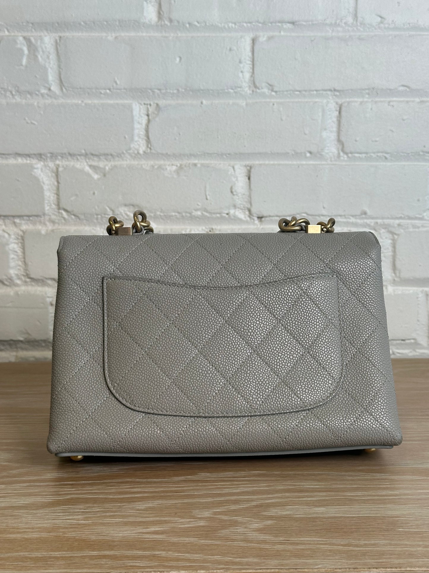 Chanel Grey Caviar Chic Affinity Flap Top Handle