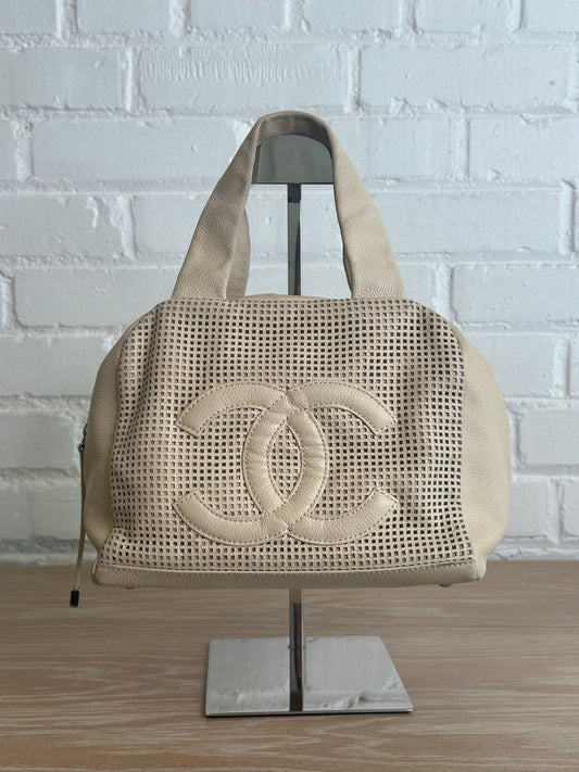 Chanel Cream Leather Bowling Bag