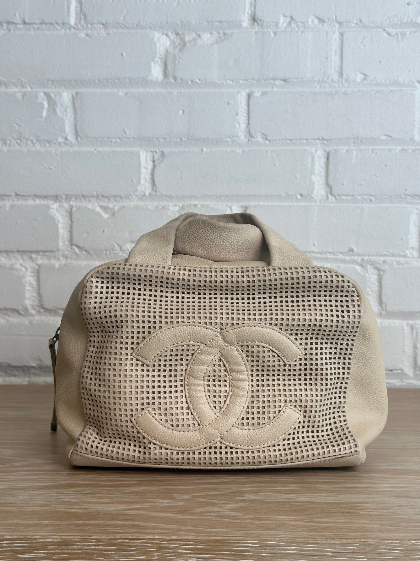 Chanel Cream Leather Bowling Bag