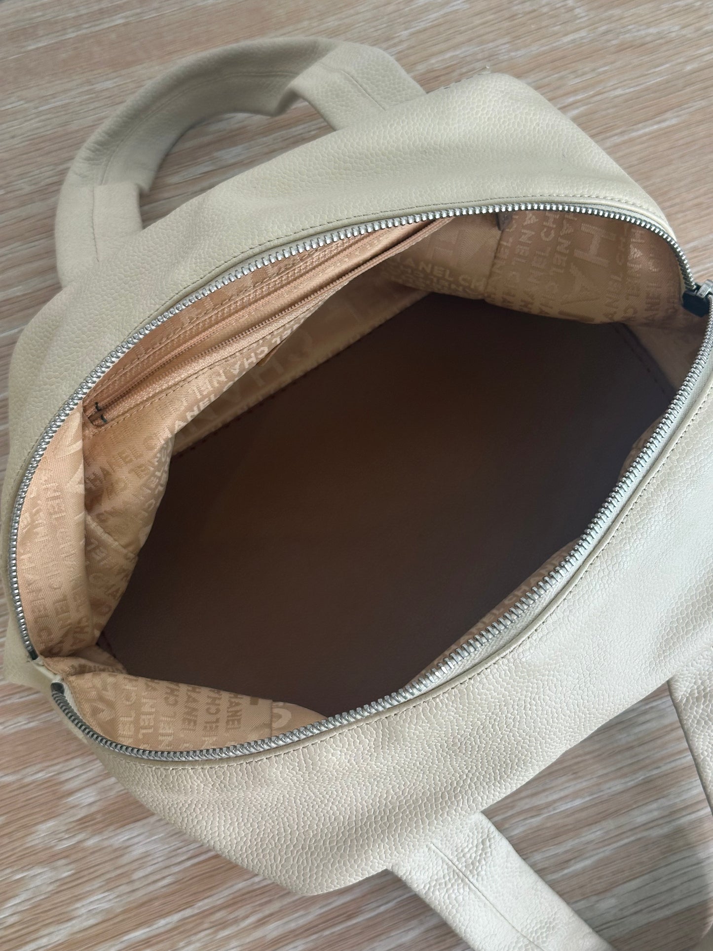 Chanel Cream Leather Bowling Bag