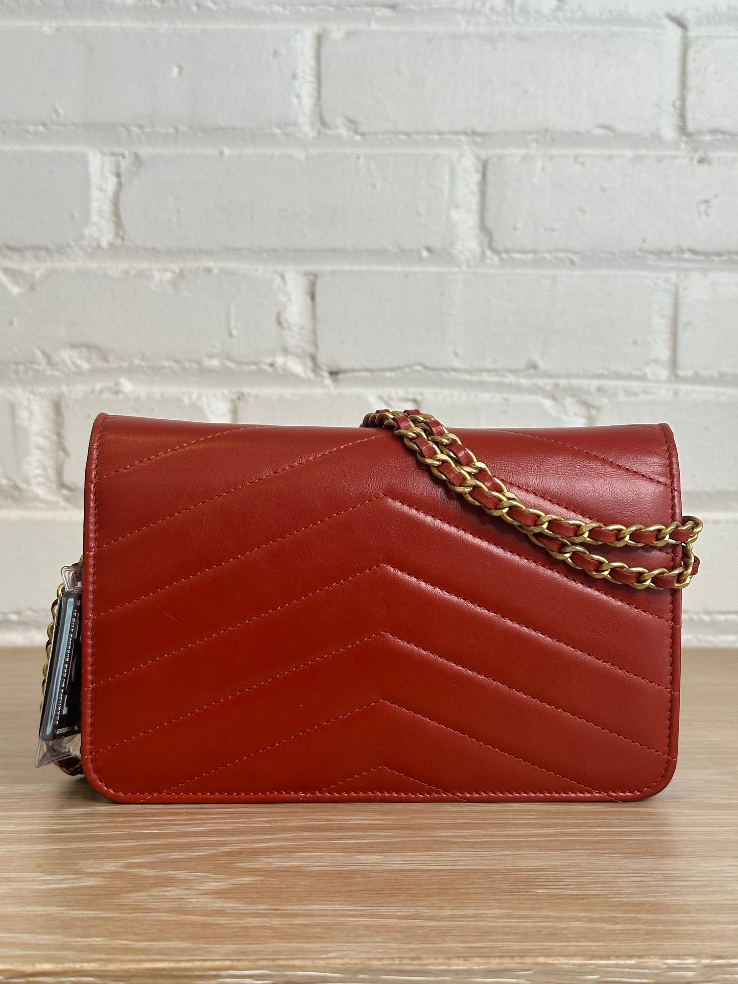 Chanel Medal Envelope WOC Calfskin Leather brick red