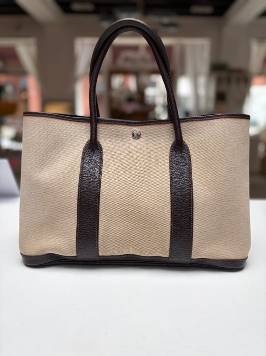 Hermes Garden Party 36 Beige Canvas