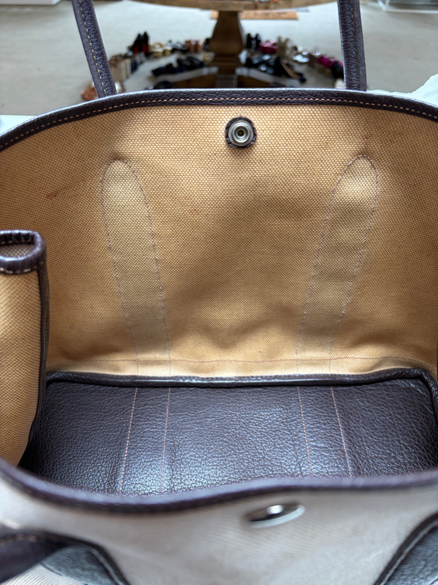 Hermes Garden Party 36 Beige Canvas