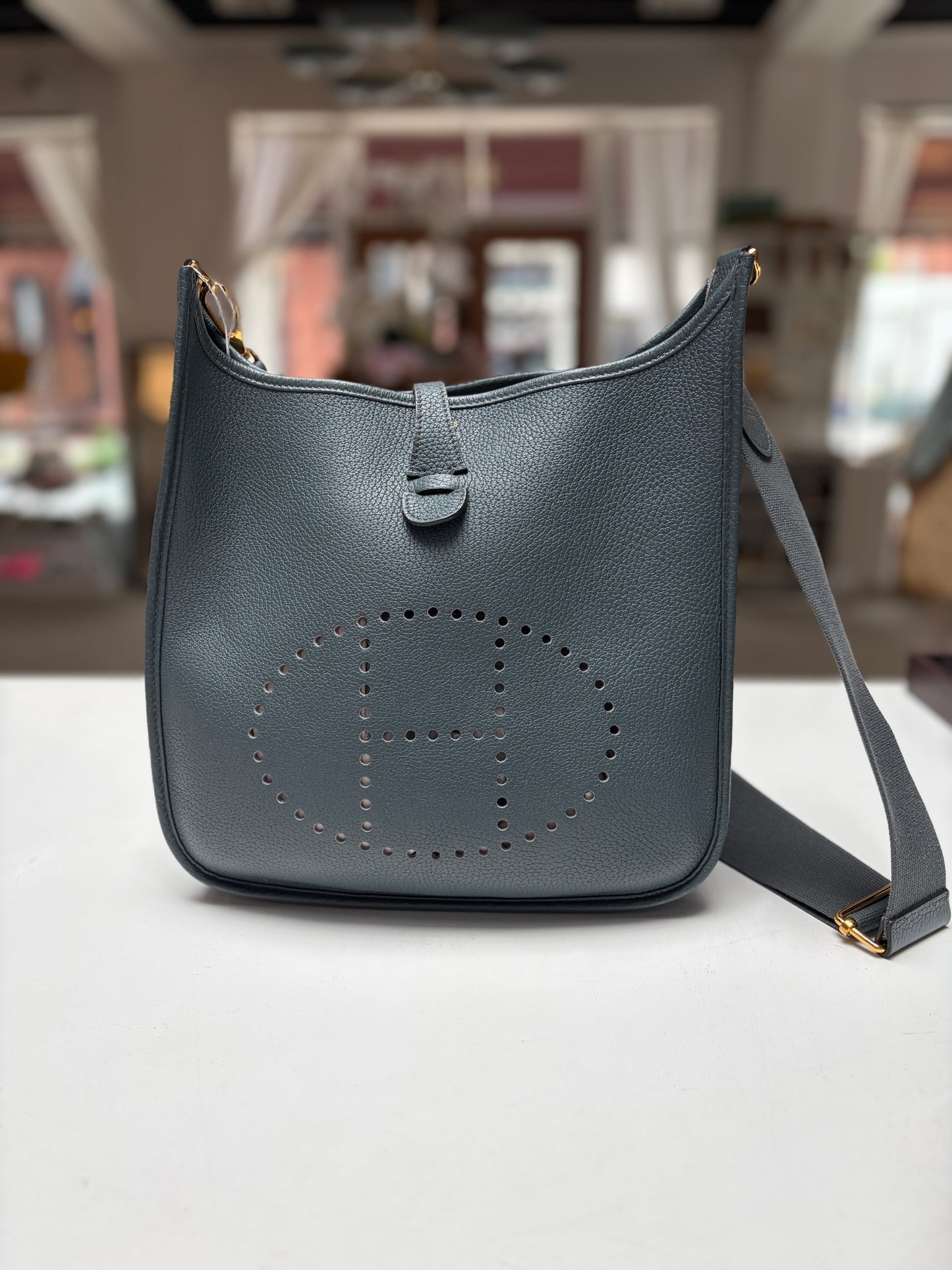 Hermes Evelyne PM Vert Fonce Clemence Gold Hardware