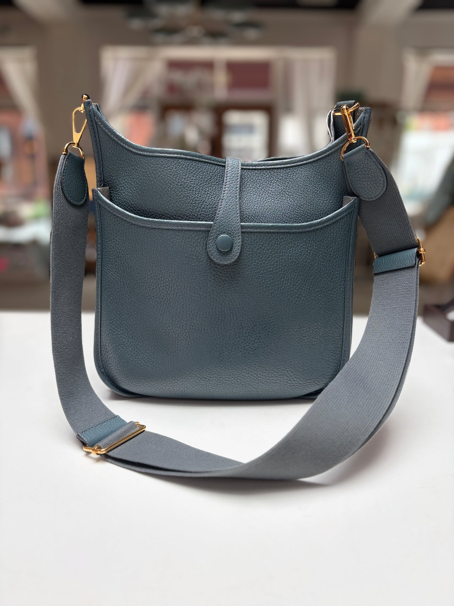 Hermes Evelyne PM Vert Fonce Clemence Gold Hardware