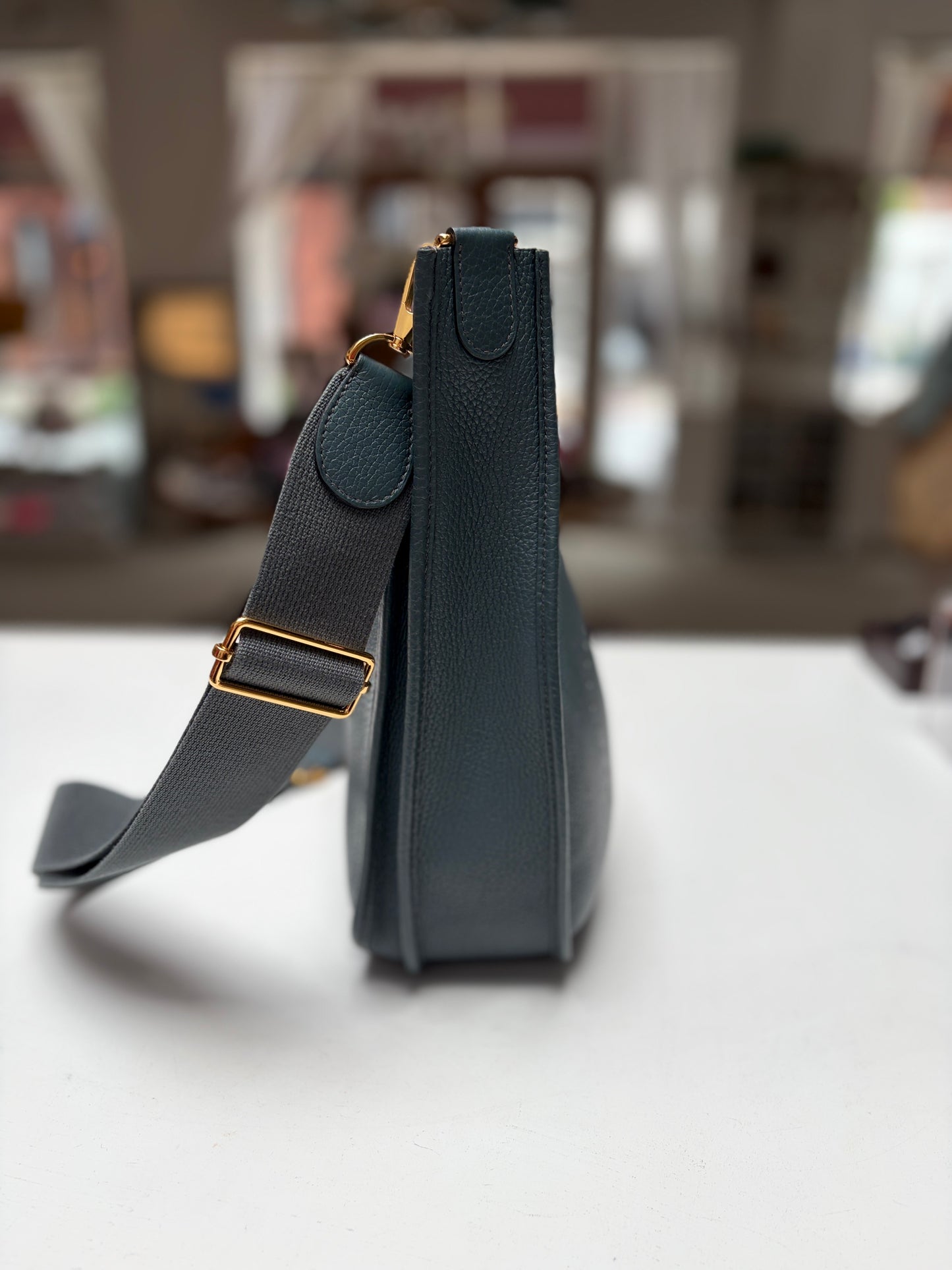Hermes Evelyne PM Vert Fonce Clemence Gold Hardware