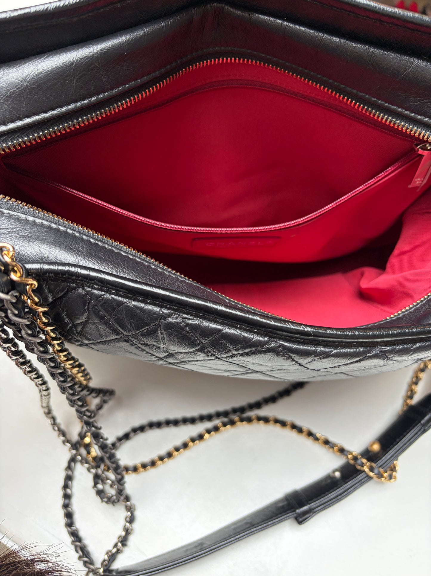 Chanel Large Gabrielle Black Quilted Hobo Calfskin