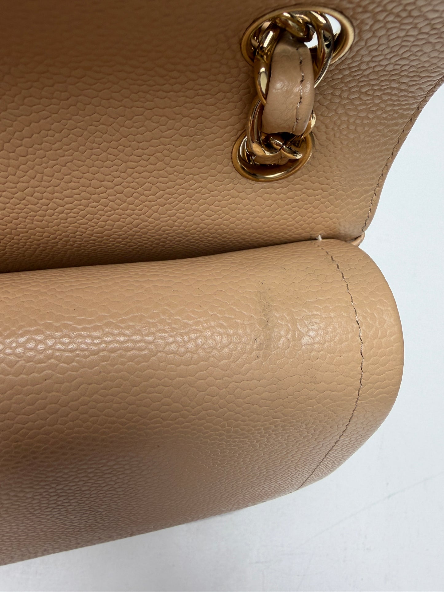 Chanel Classic Jumbo Double Flap Neutrals Quilted Caviar Leather Gold Hardware