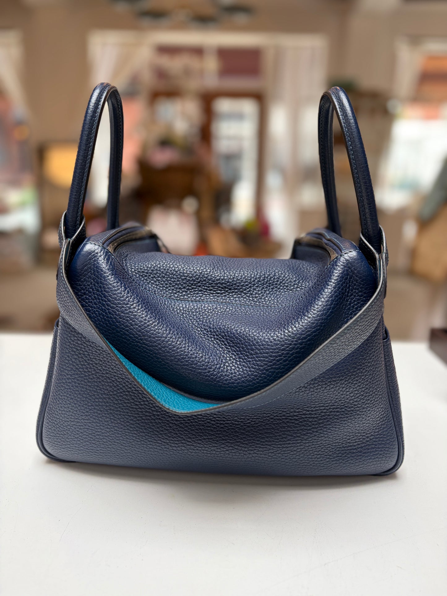 Hermes Lindy 30 Bleu Nuit Verso