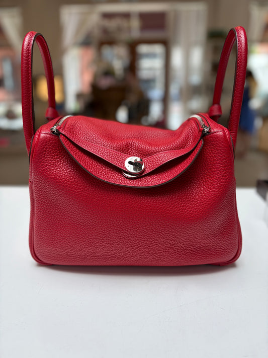 Hermes Lindy 30 Rouge H Clemance Leather Palladium Hardware