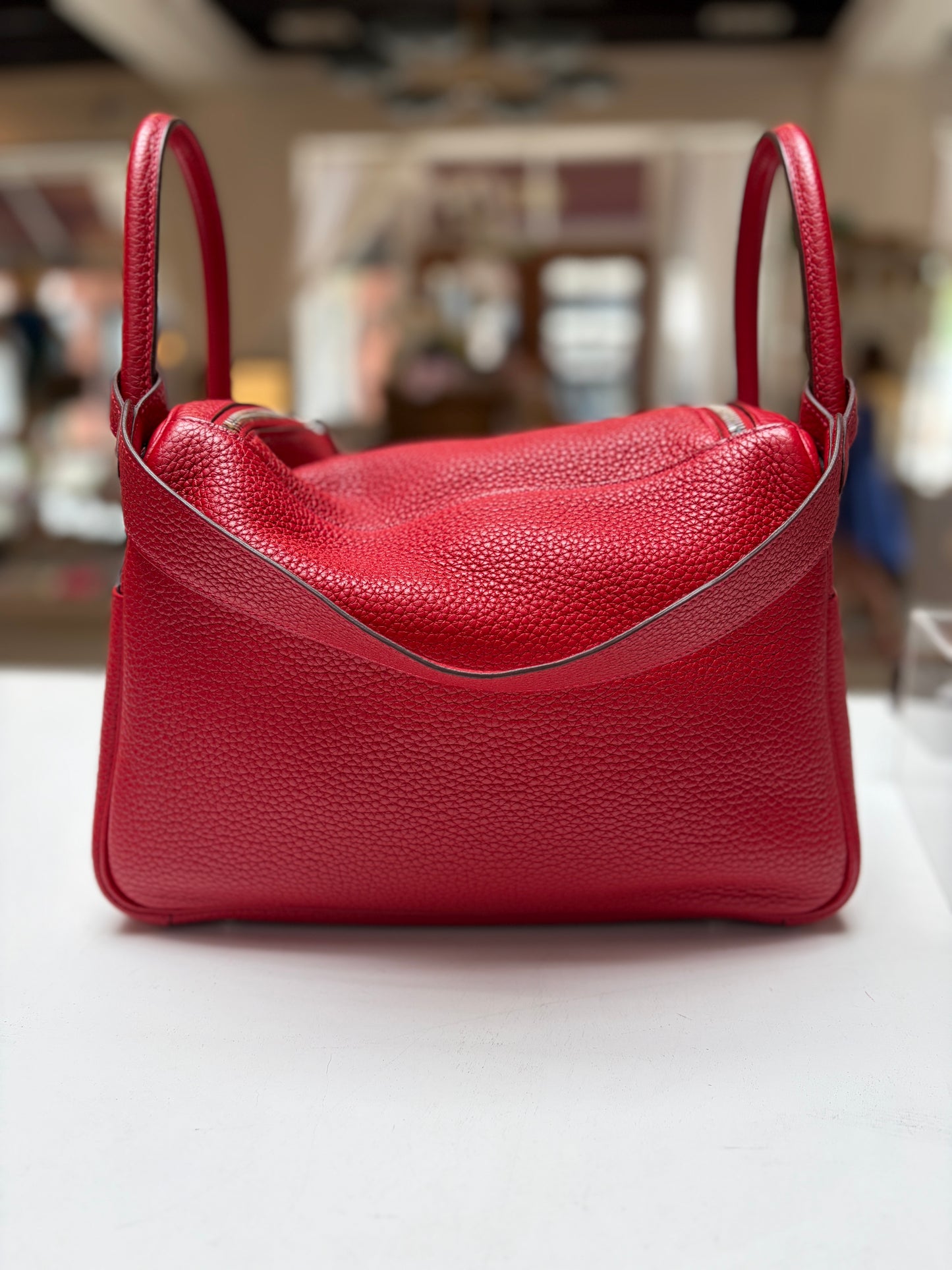 Hermes Lindy 30 Rouge H Clemance Leather Palladium Hardware