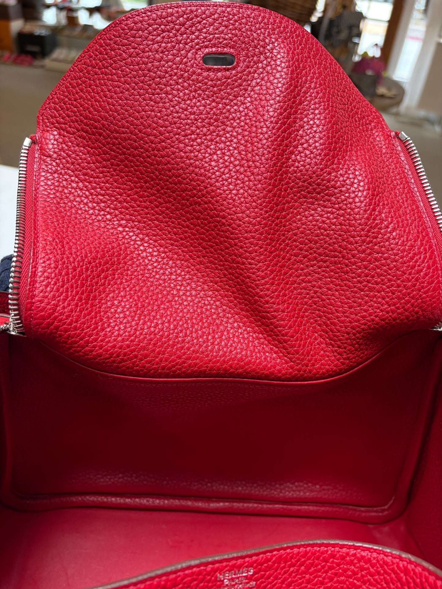 Hermes Lindy 30 Rouge H Clemance Leather Palladium Hardware