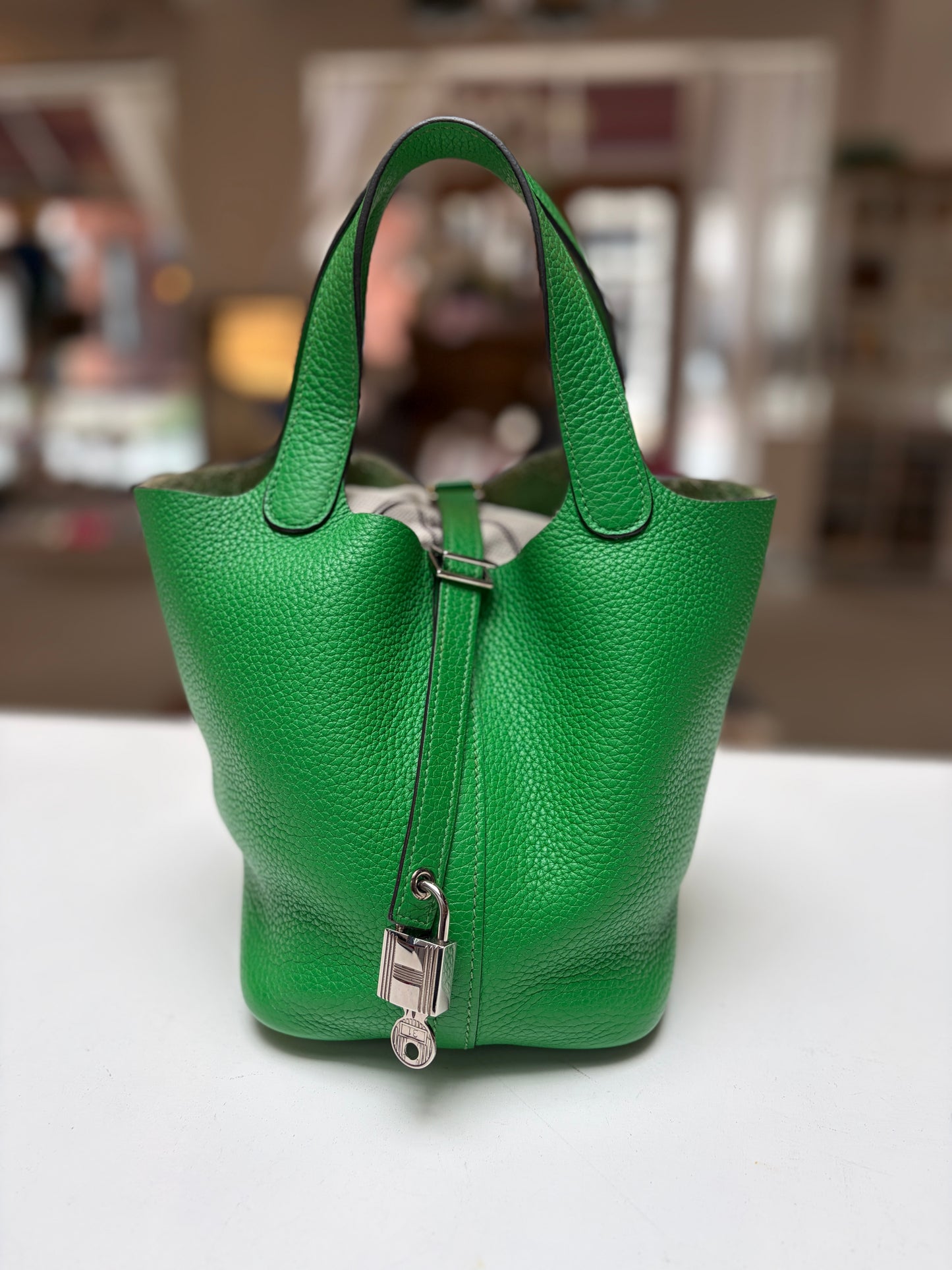 Hermes Green 18 Picotin Bambou