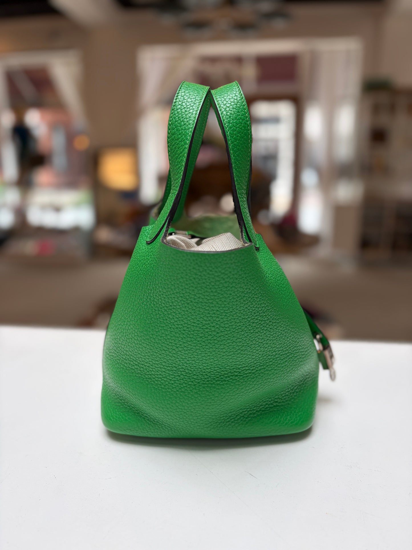 Hermes Green 18 Picotin Bambou