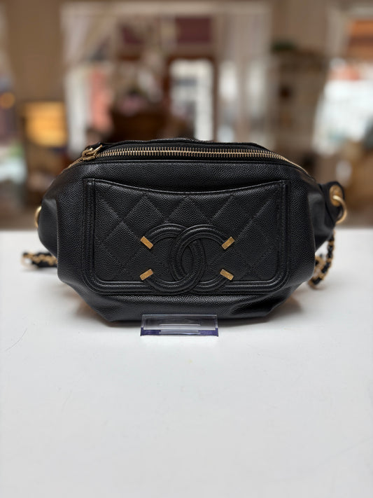 Chanel Filigree Black Belt Bag