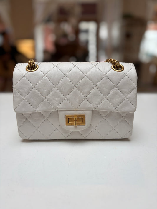 Chanel 2.55 Reissue White Mini Matte Gold Hardware