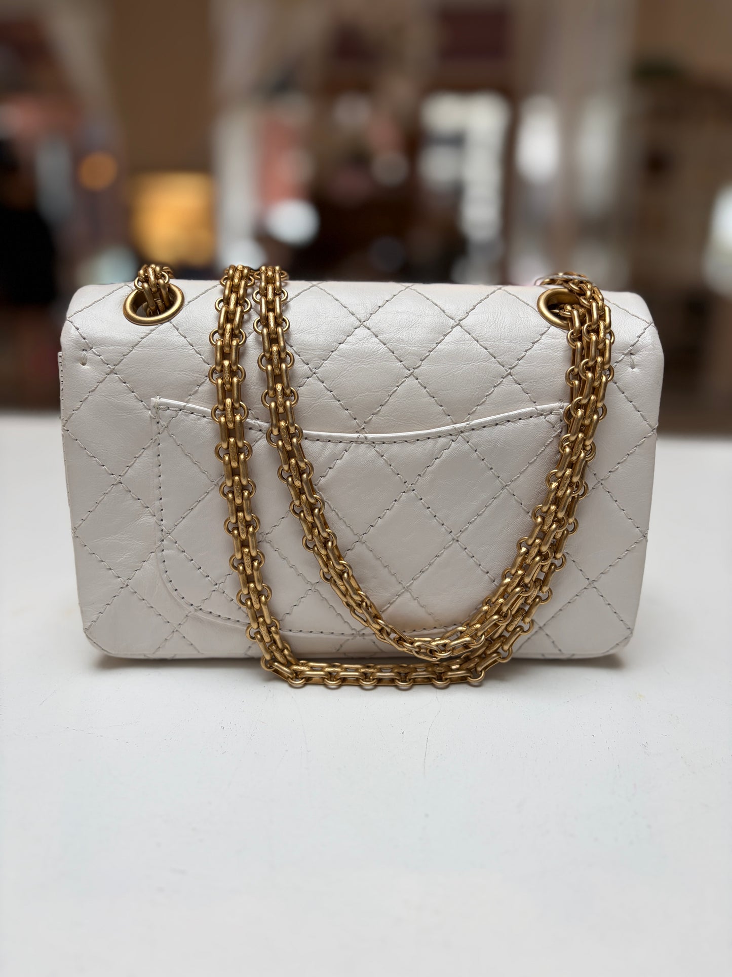 Chanel 2.55 Reissue White Mini Matte Gold Hardware