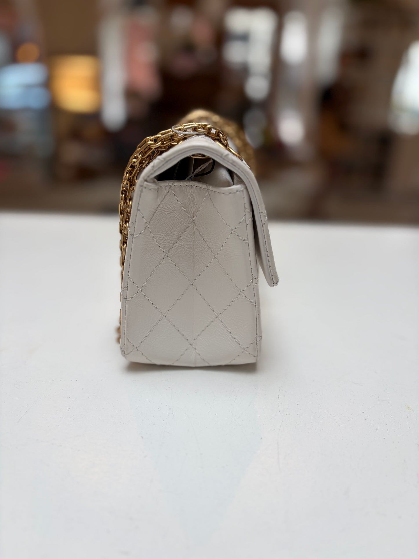 Chanel 2.55 Reissue White Mini Matte Gold Hardware