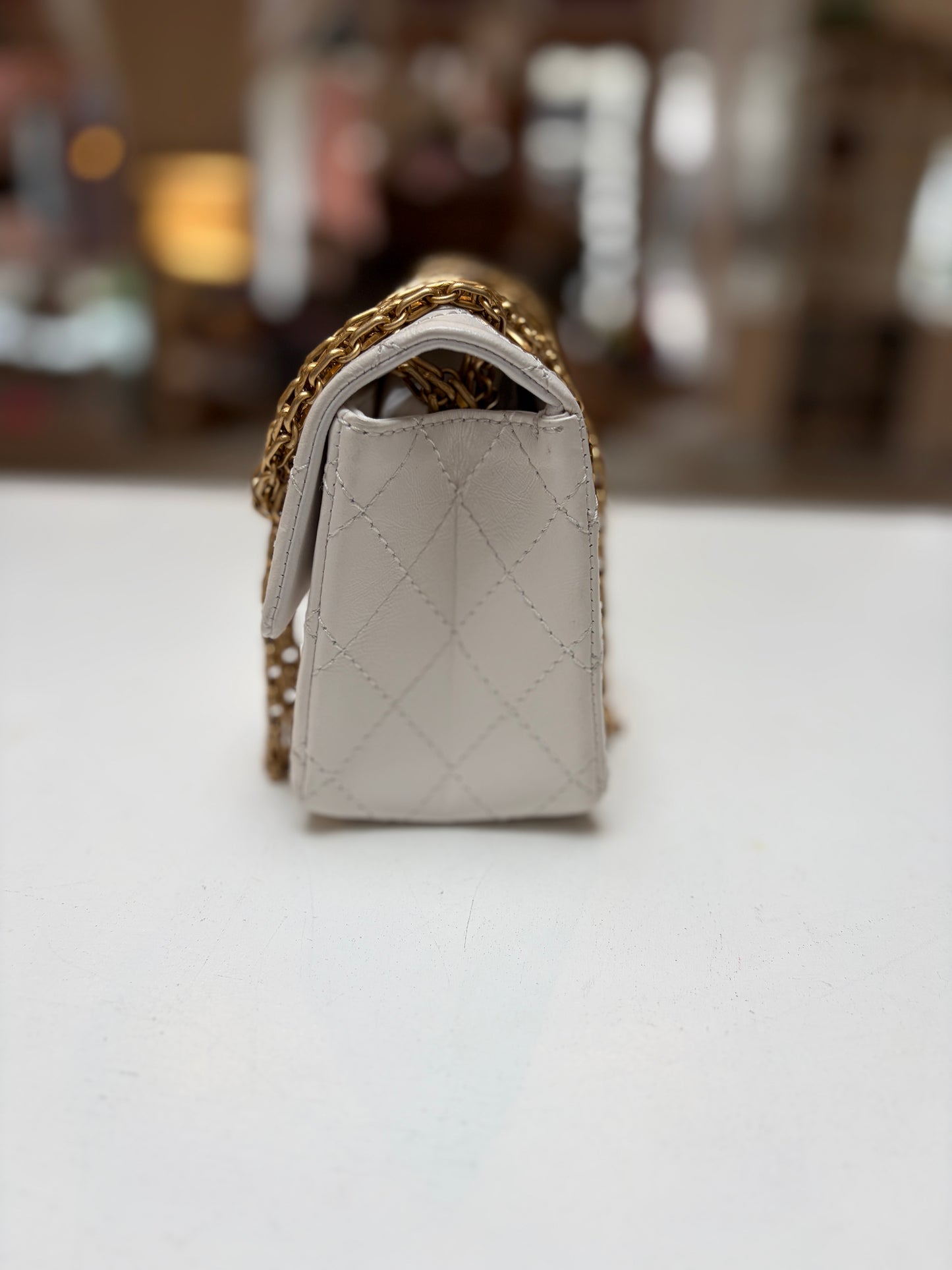 Chanel 2.55 Reissue White Mini Matte Gold Hardware