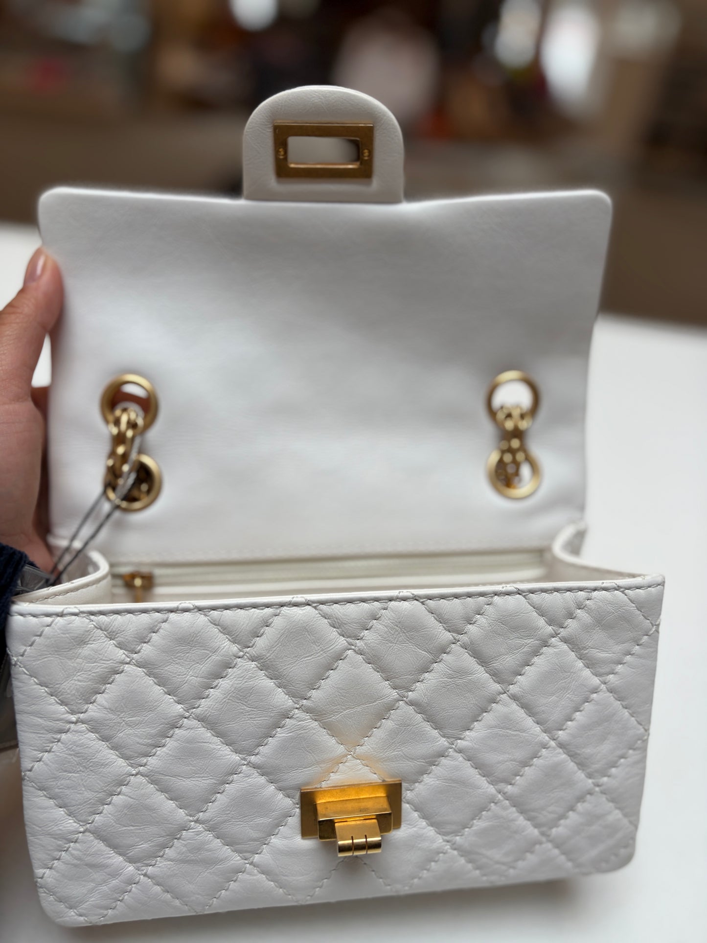 Chanel 2.55 Reissue White Mini Matte Gold Hardware