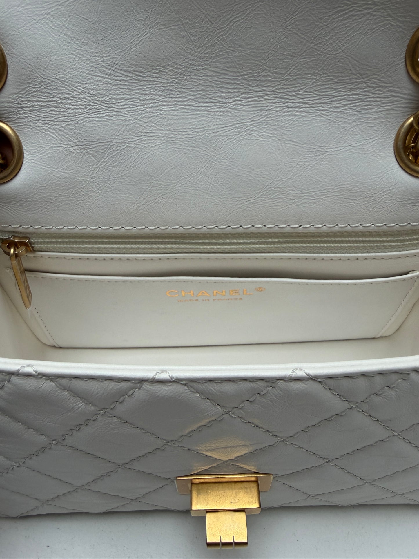 Chanel 2.55 Reissue White Mini Matte Gold Hardware