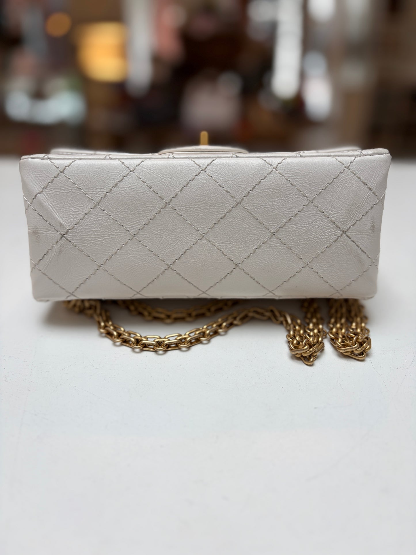 Chanel 2.55 Reissue White Mini Matte Gold Hardware