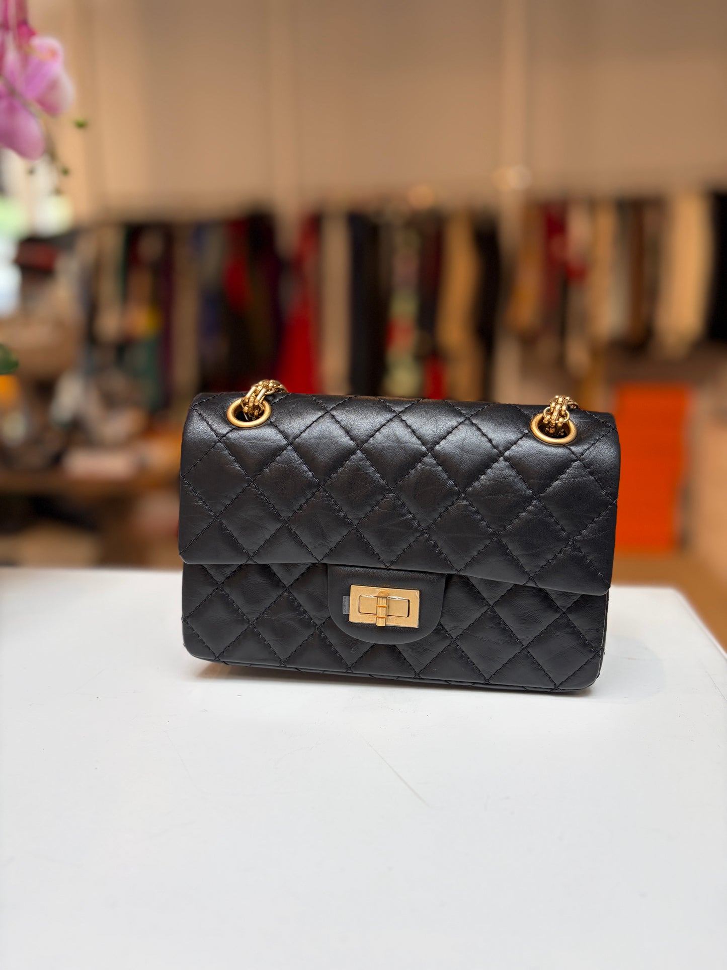 Chanel 2.55 Reissue Black Mini Matte Gold Hardware