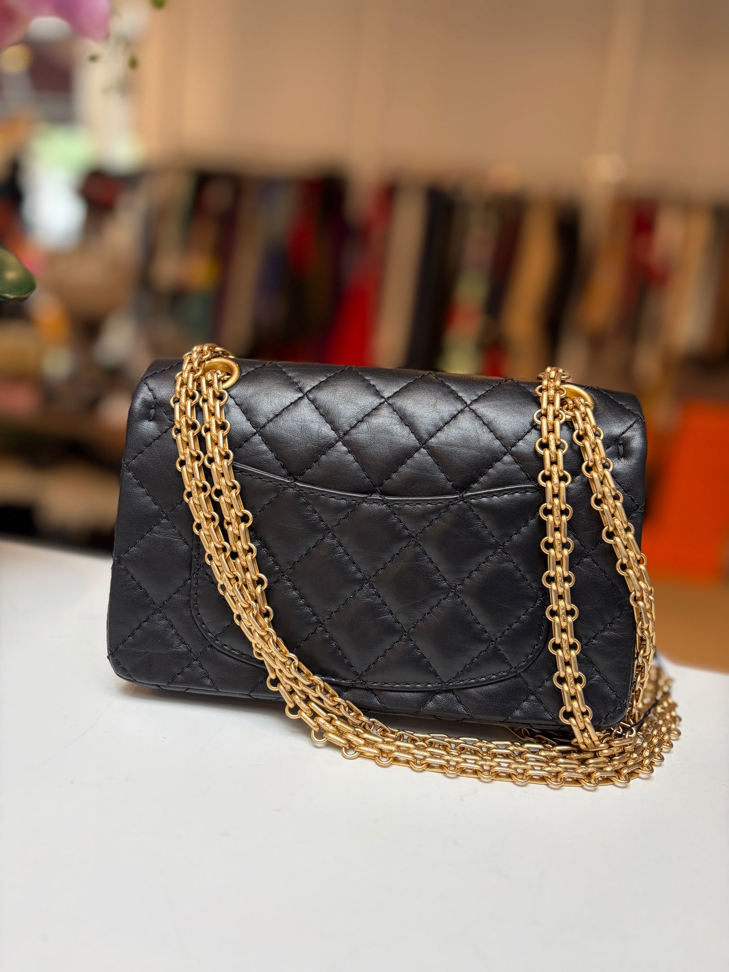 Chanel 2.55 Reissue Black Mini Matte Gold Hardware