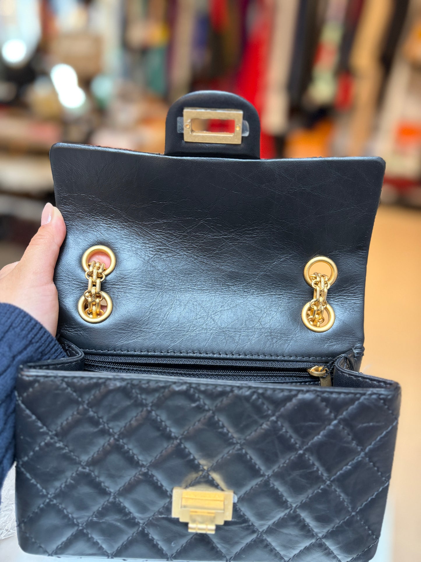 Chanel 2.55 Reissue Black Mini Matte Gold Hardware