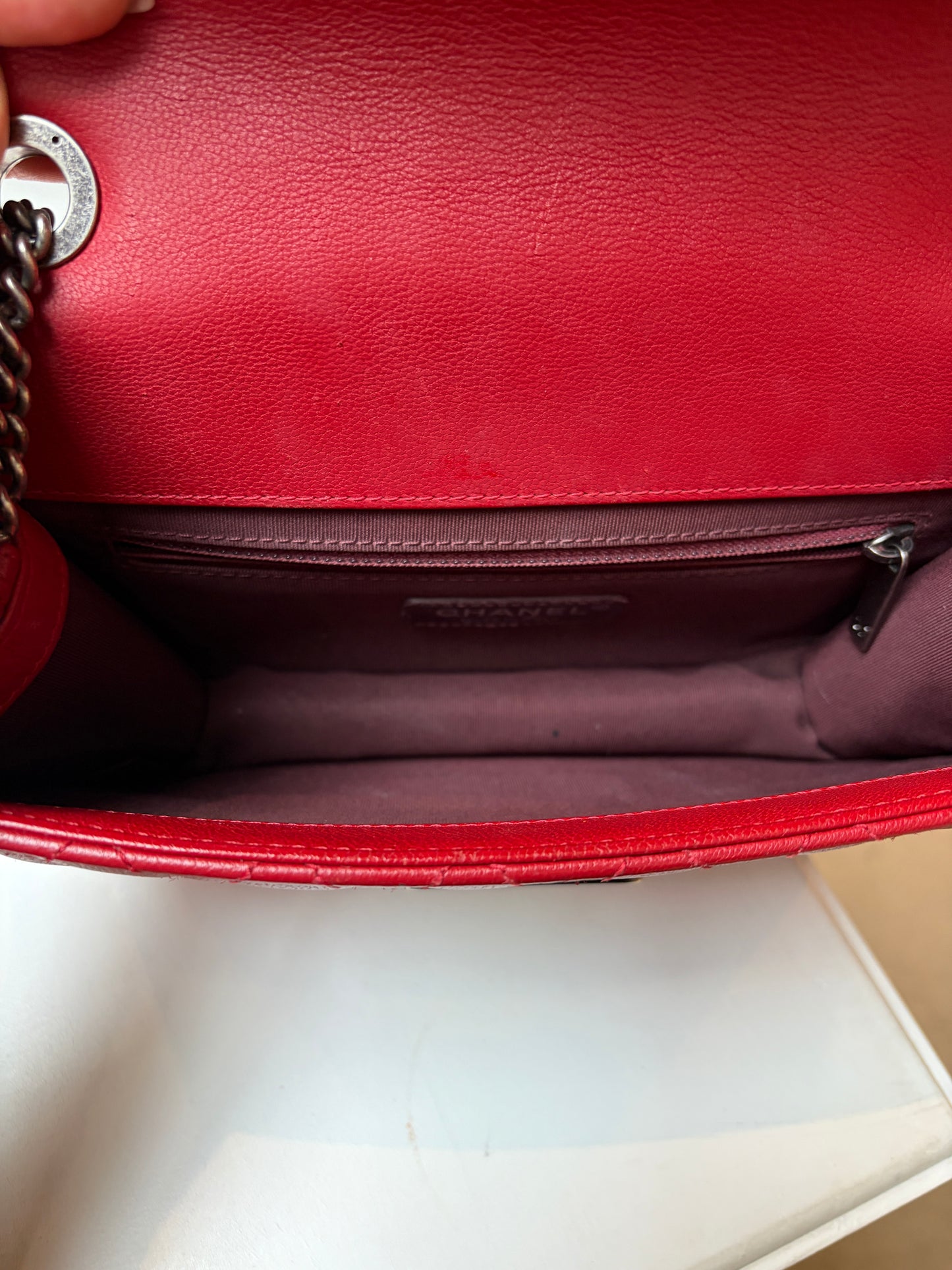 Chanel Top Handle University Maltelasse Red