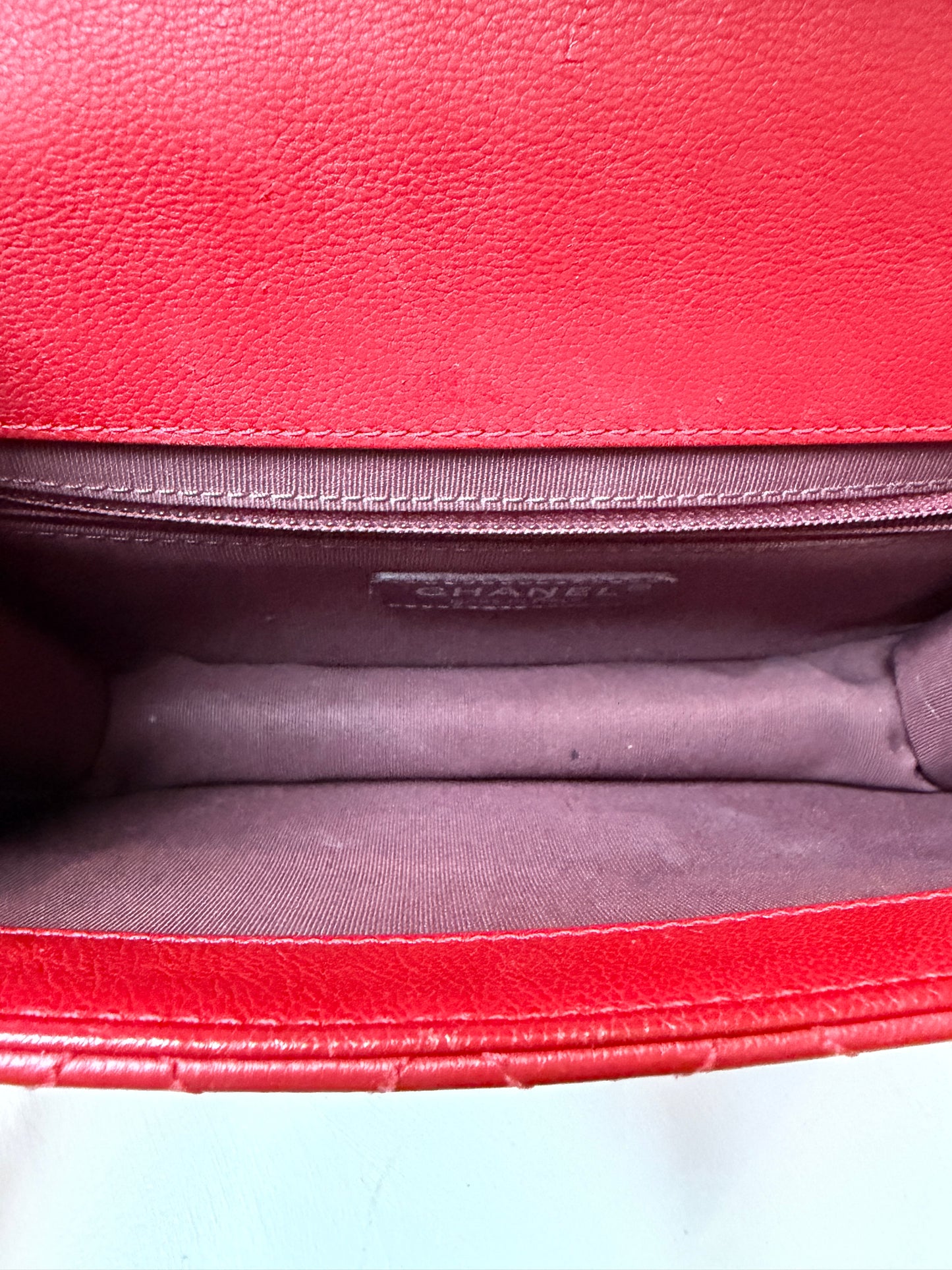 Chanel Top Handle University Maltelasse Red