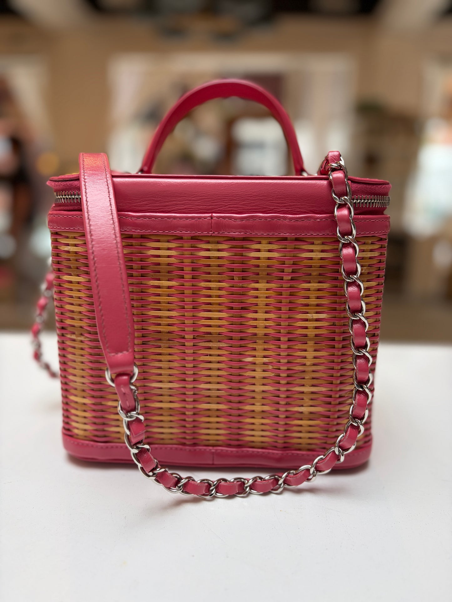 Chanel Calfskin Small Picnic Vanity Bag Pink Beige