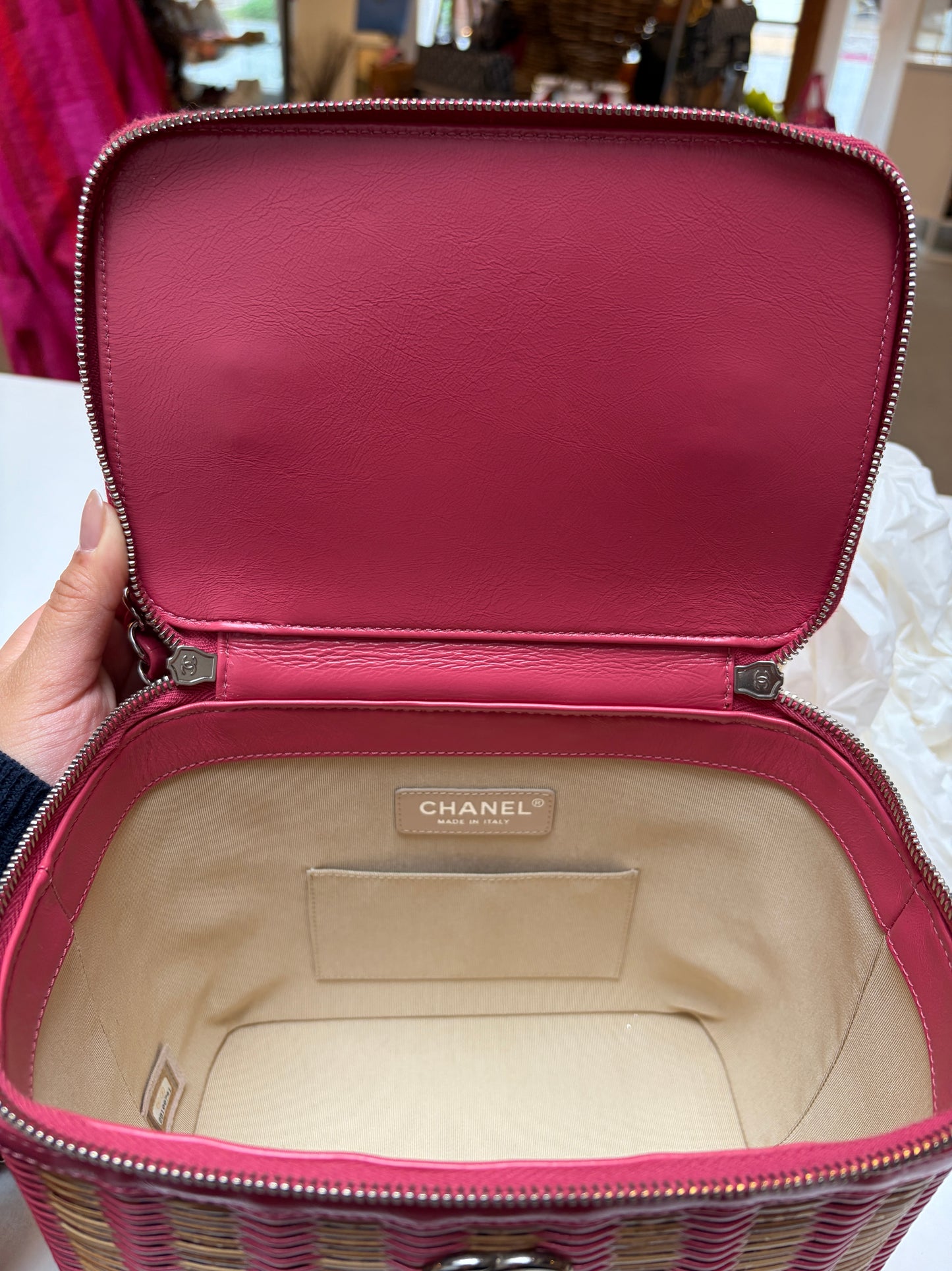 Chanel Calfskin Small Picnic Vanity Bag Pink Beige